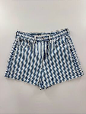 American Eagle Striped Denim High Rise Mom Short Size 4